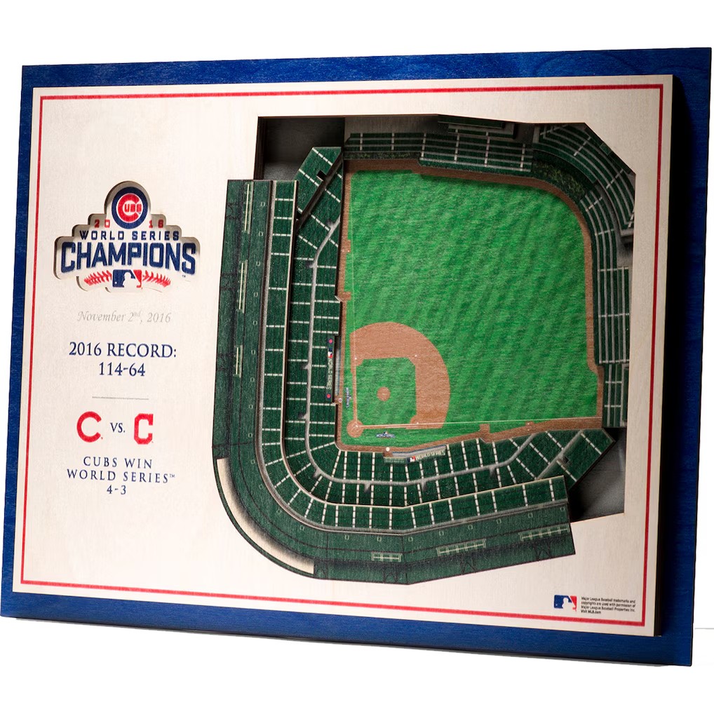Cubs 2016 World Series Champions 5-Layer 3D StadiumViews Wall Art of Wrigley Field