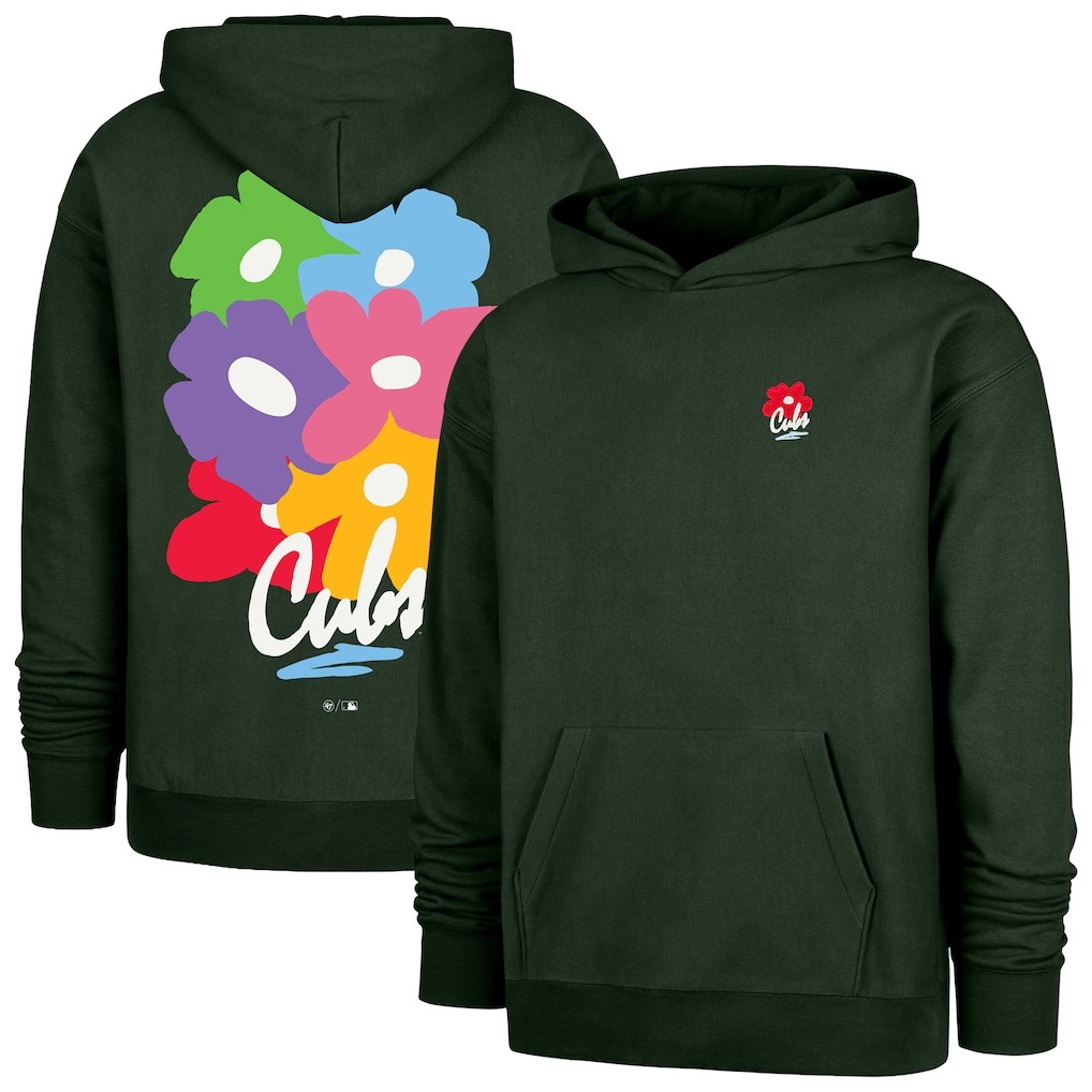 47 Gallery Foundation Hoodie · Dark Green with floral graphic